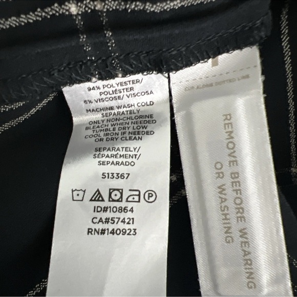 Loft Sleeveless Window Pane Shift Dress Tie Waist Black White Cap Sleeve Size 6 - Picture 9 of 9